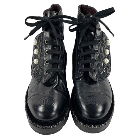 chanel 2020 combat boots|chanel boots with pearl heel.